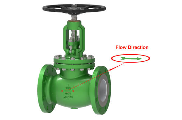 Flow Direction Mark of a globe valve