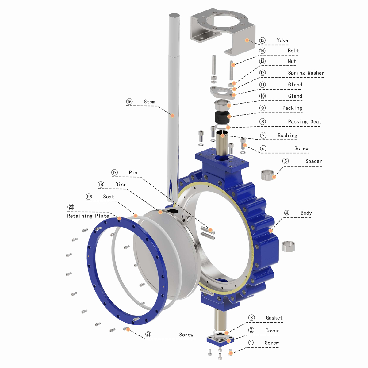 High-Performance Double Eccentric Fire-Safe Butterfly Valves-structure diagram - NSW VALVE