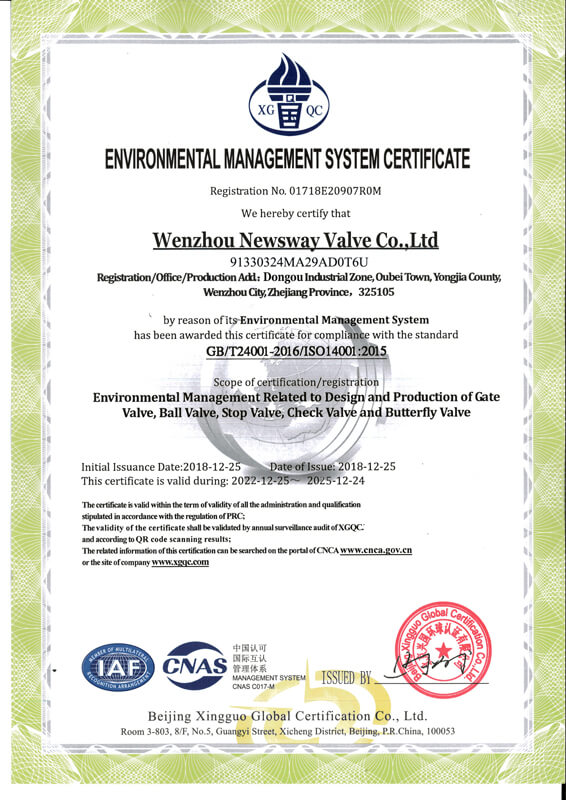ISO 14001 - NSW VALVE MANUFACTURER