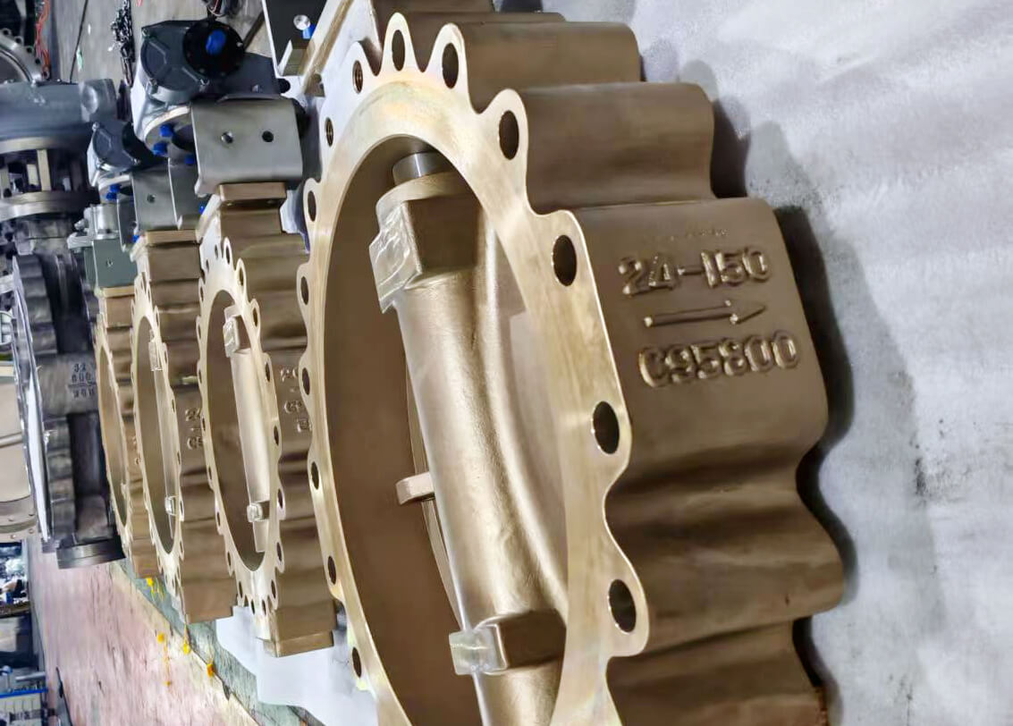 Industrial butterfly valve manufacturing assembly in factory Industrial butterfly valve manufacturing assembly in factory