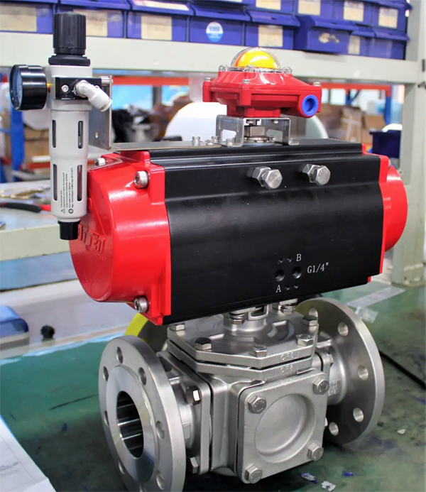 Three Way Pneumatic Ball Valve
