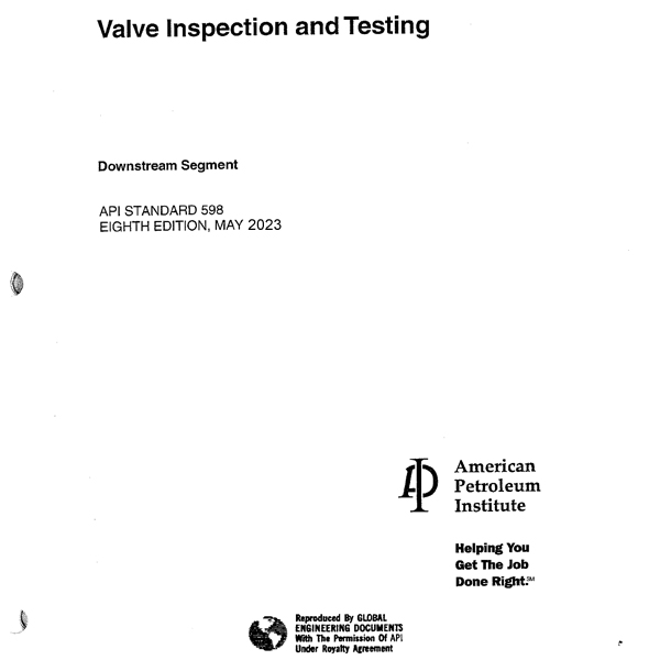 api 598 valve inspection and testing